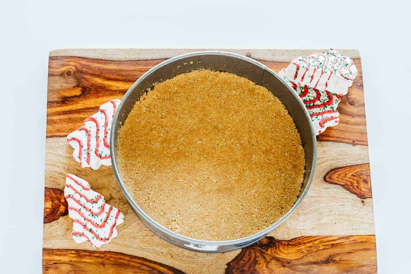 graham cracker crust pressed into a springform pan