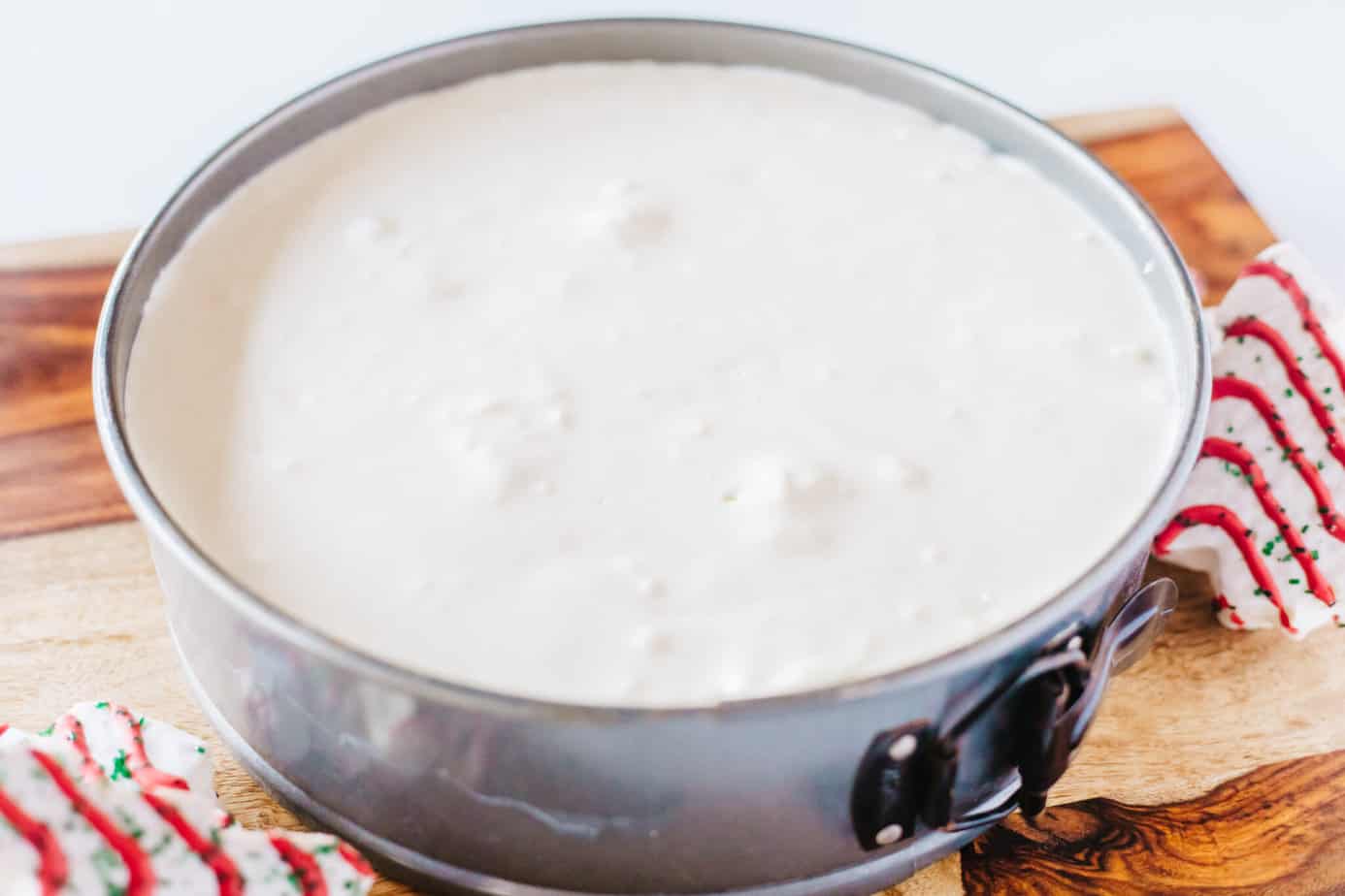 cheesecake batter in springform pan