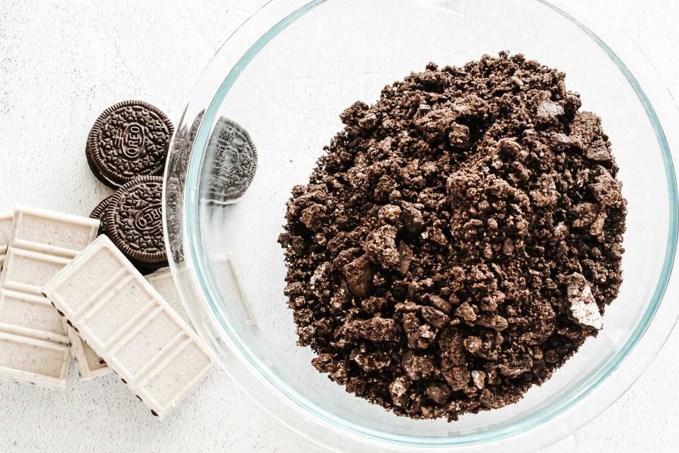 OREO cookies crushed into fine crumbs