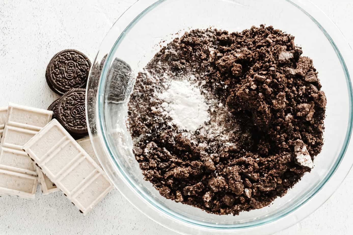 baking powder added to crushed OREO cookies