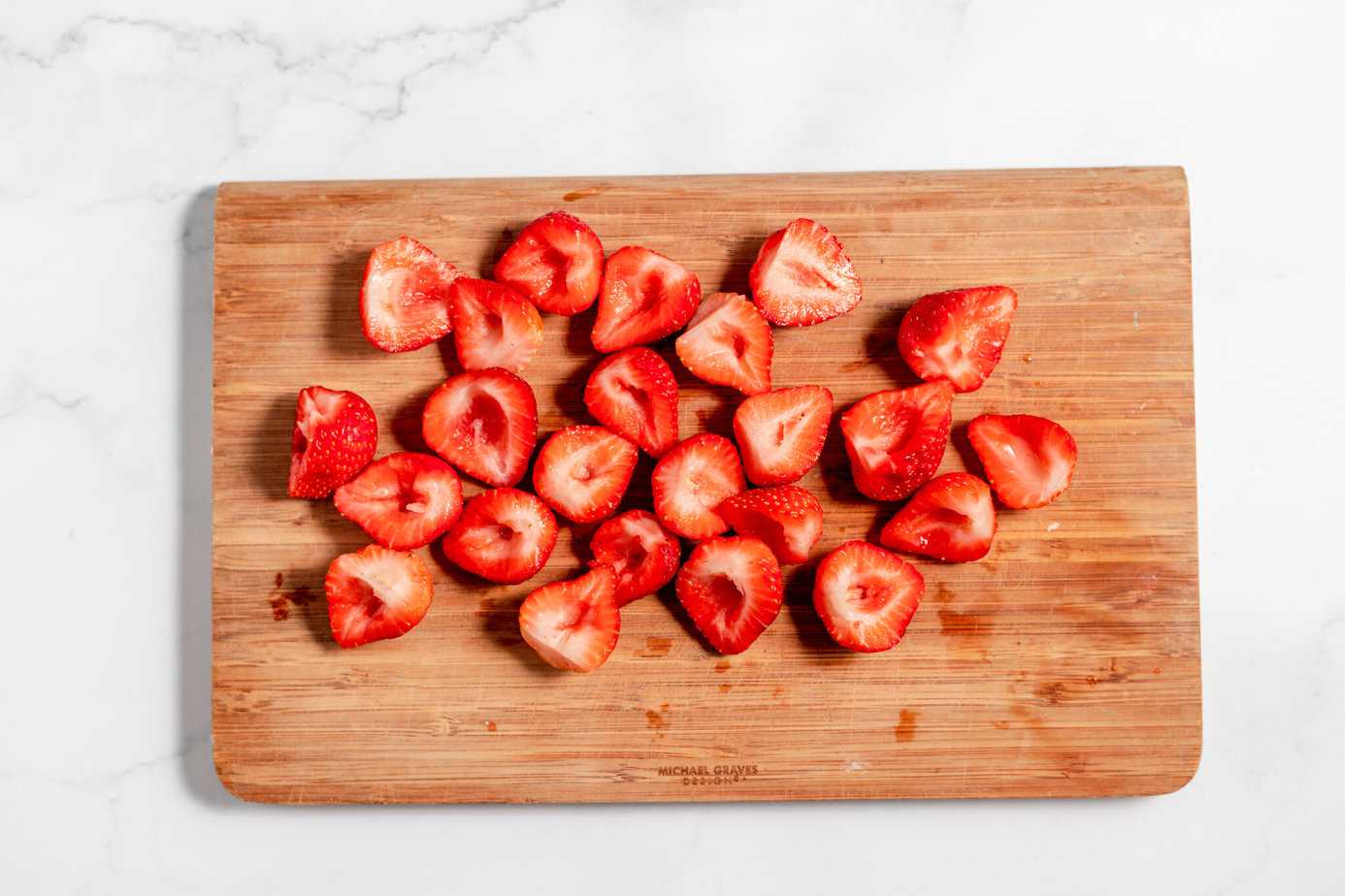 halved strawberrries