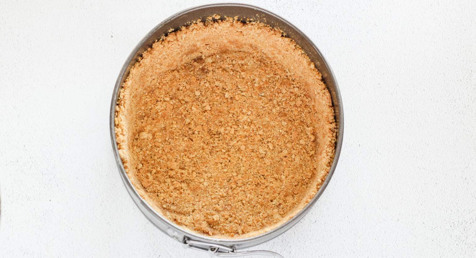 graham cracker crust in a small springform pan