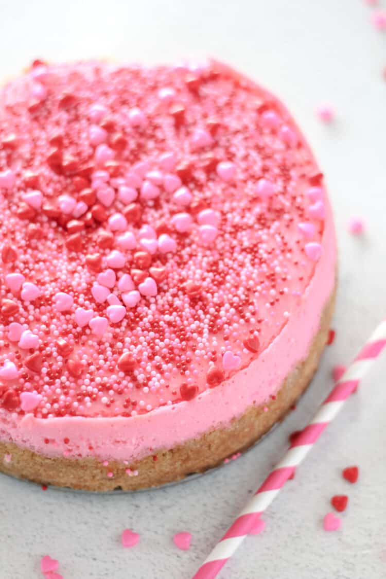 hot pink valentine's day cheesecake