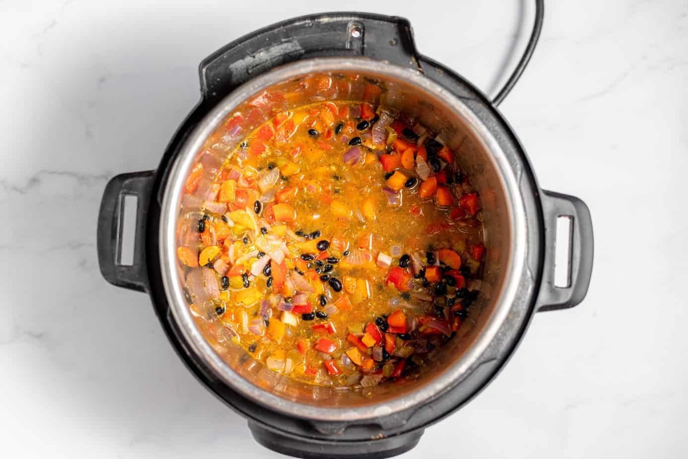 all black bean soup ingredients in instant pot before cooking