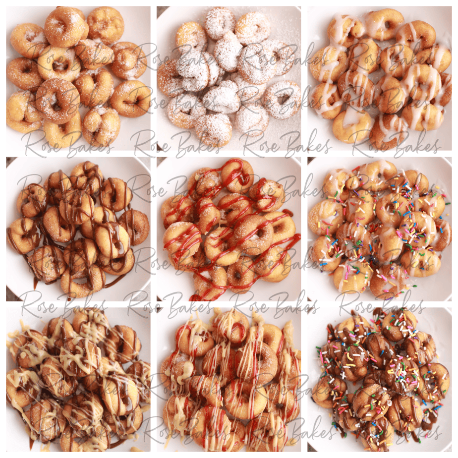 a collage of mini donut images