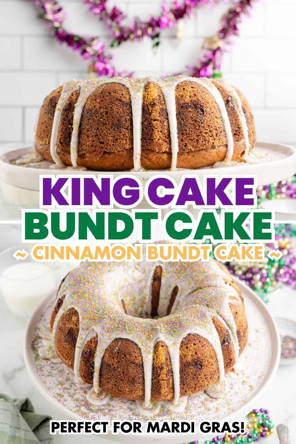 King Cake Bundt Cake for Mardi Gras