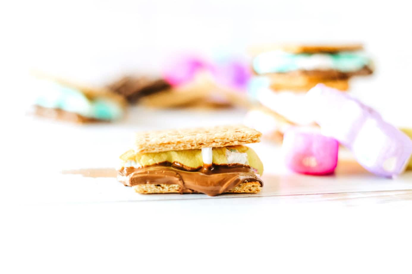 s'more made with yellow peeps
