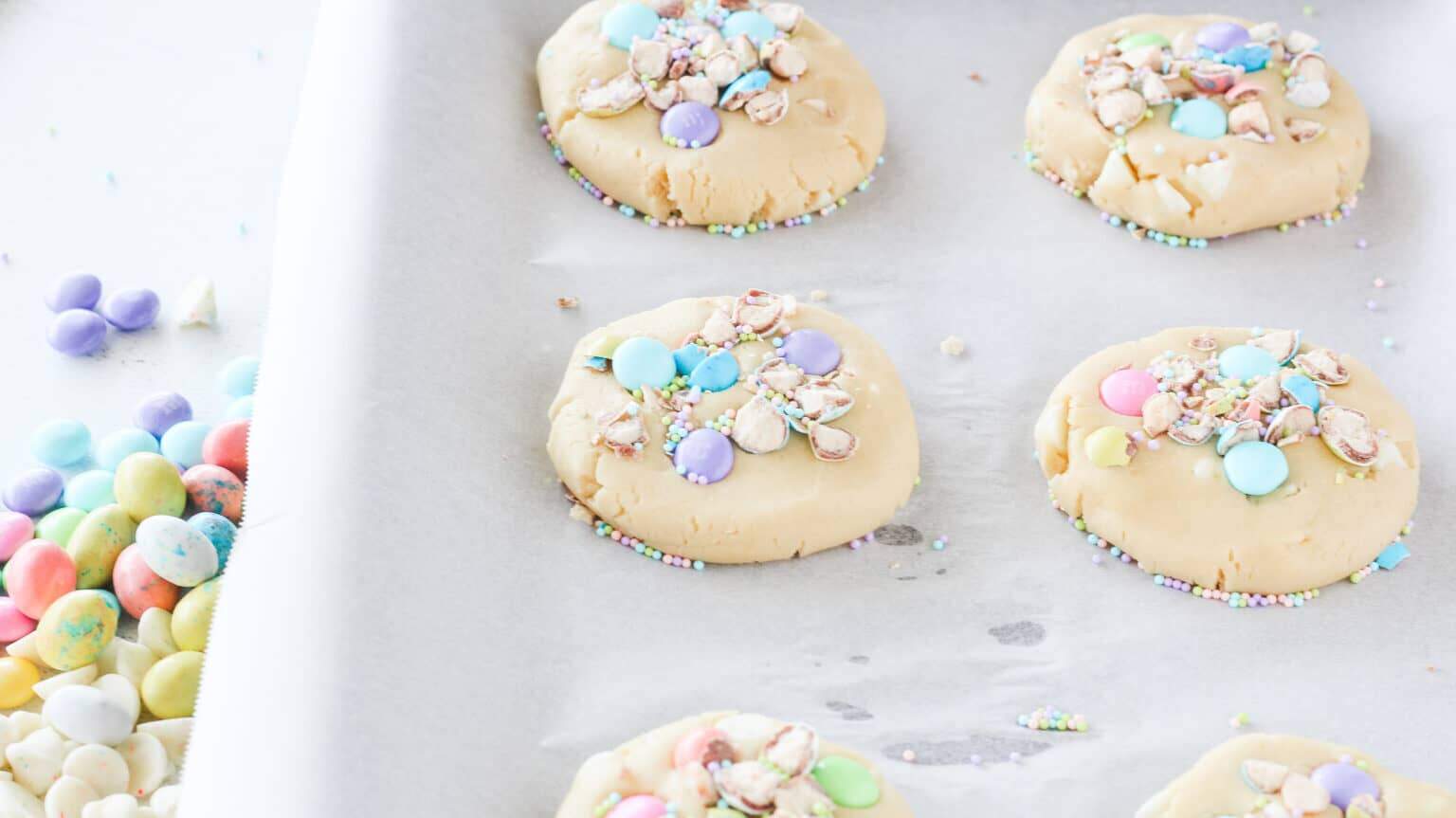 easter cookies on parchment paper