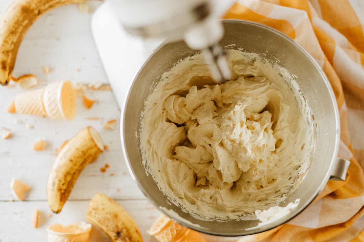 all ingredients mixed up in mixer bowl