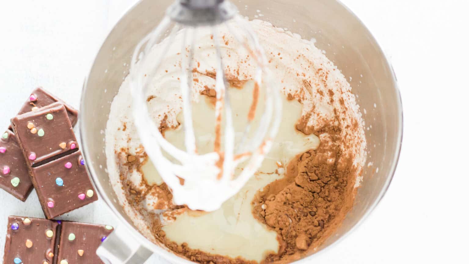 adding condensed milk to Little Debbie Cosmic Brownie Ice Cream ingredients