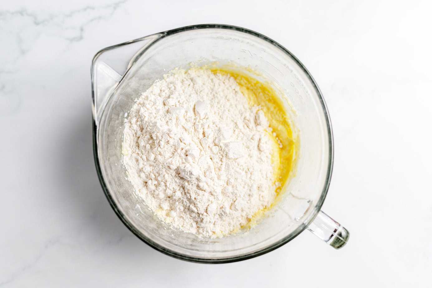 dry ingredients added to wet ingredients