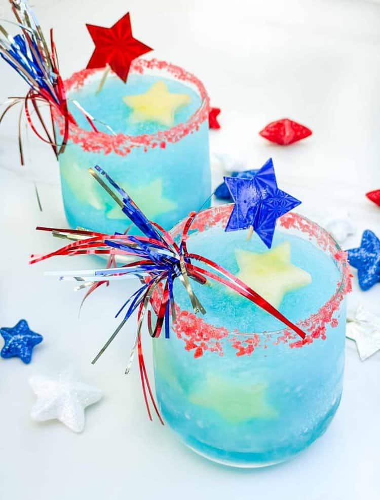 A glass with Frozen Firecracker Margarita
