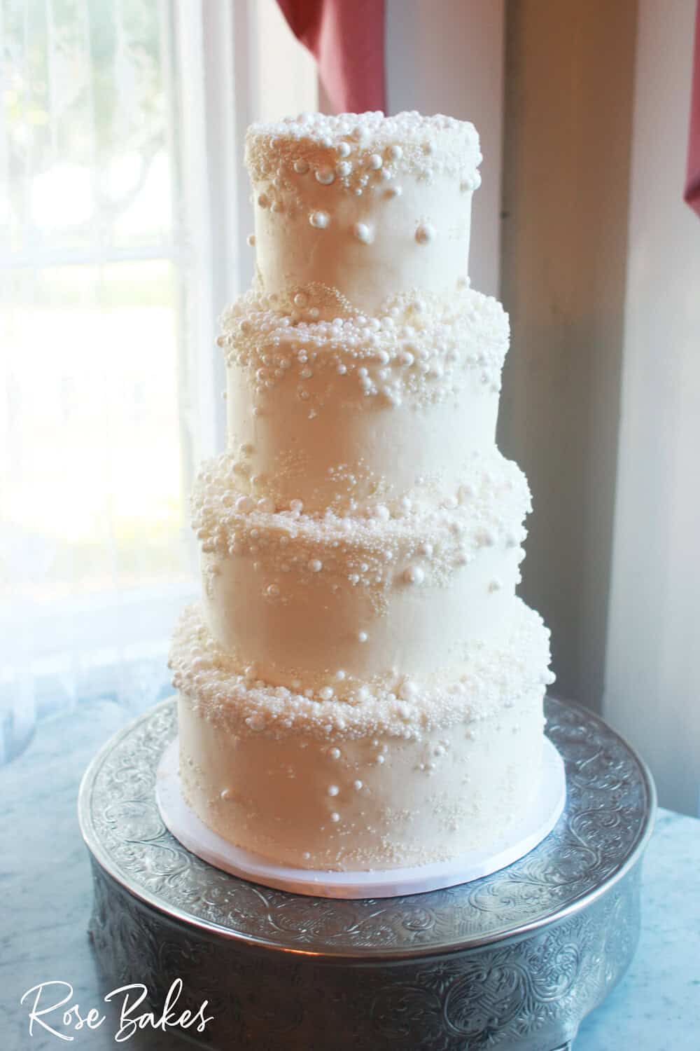 sugar pearls wedding cake