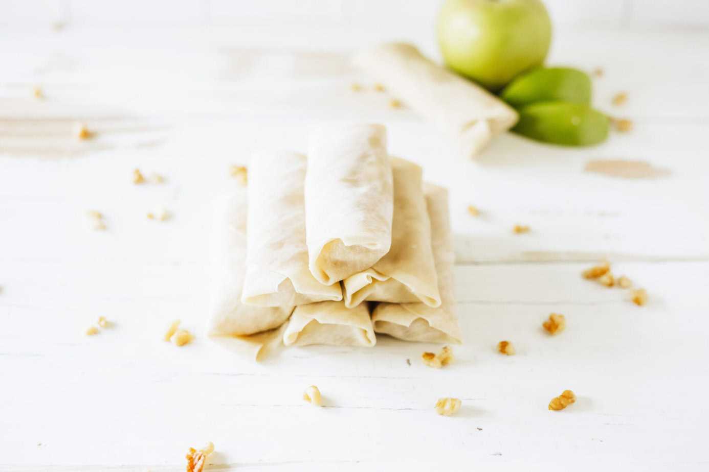 rolled up apple pie egg rolls