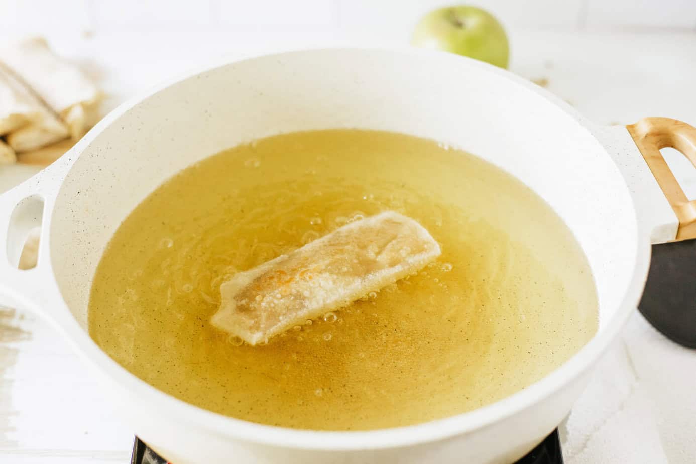apple pie egg roll in oil frying