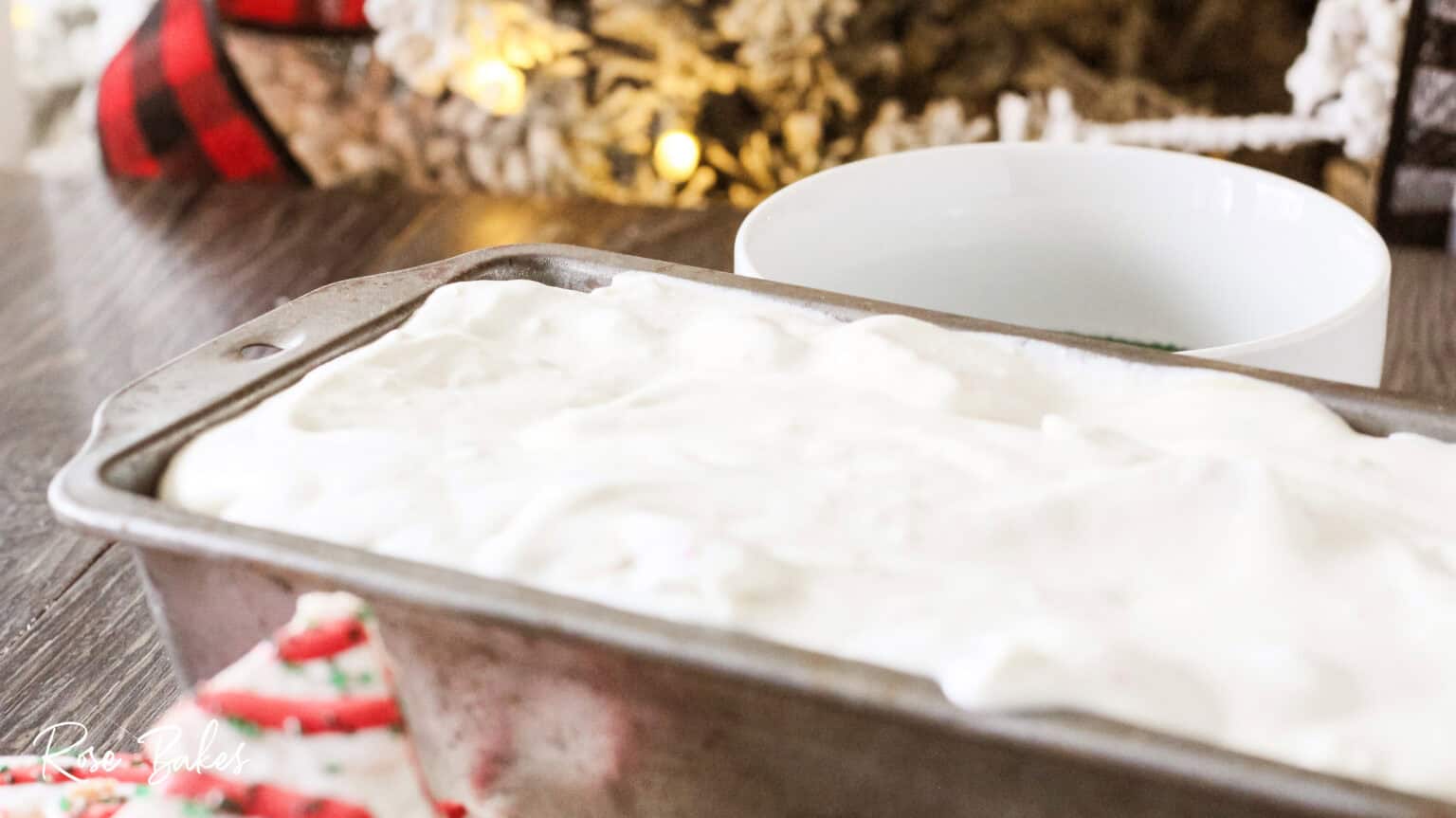 Little Debbie Christmas Tree cakes ice cream scooped into pan