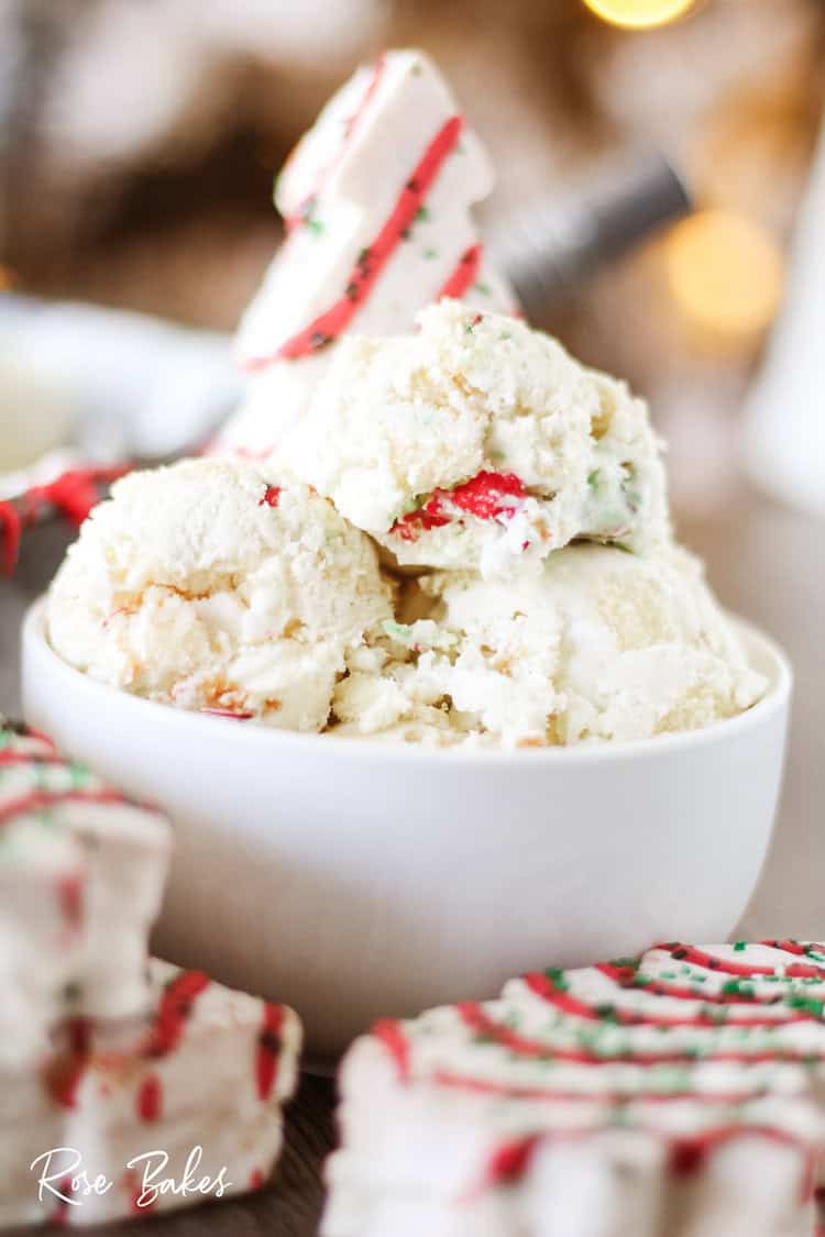 Little Debbie Christmas Tree Cakes Ice Cream scooped in bowl