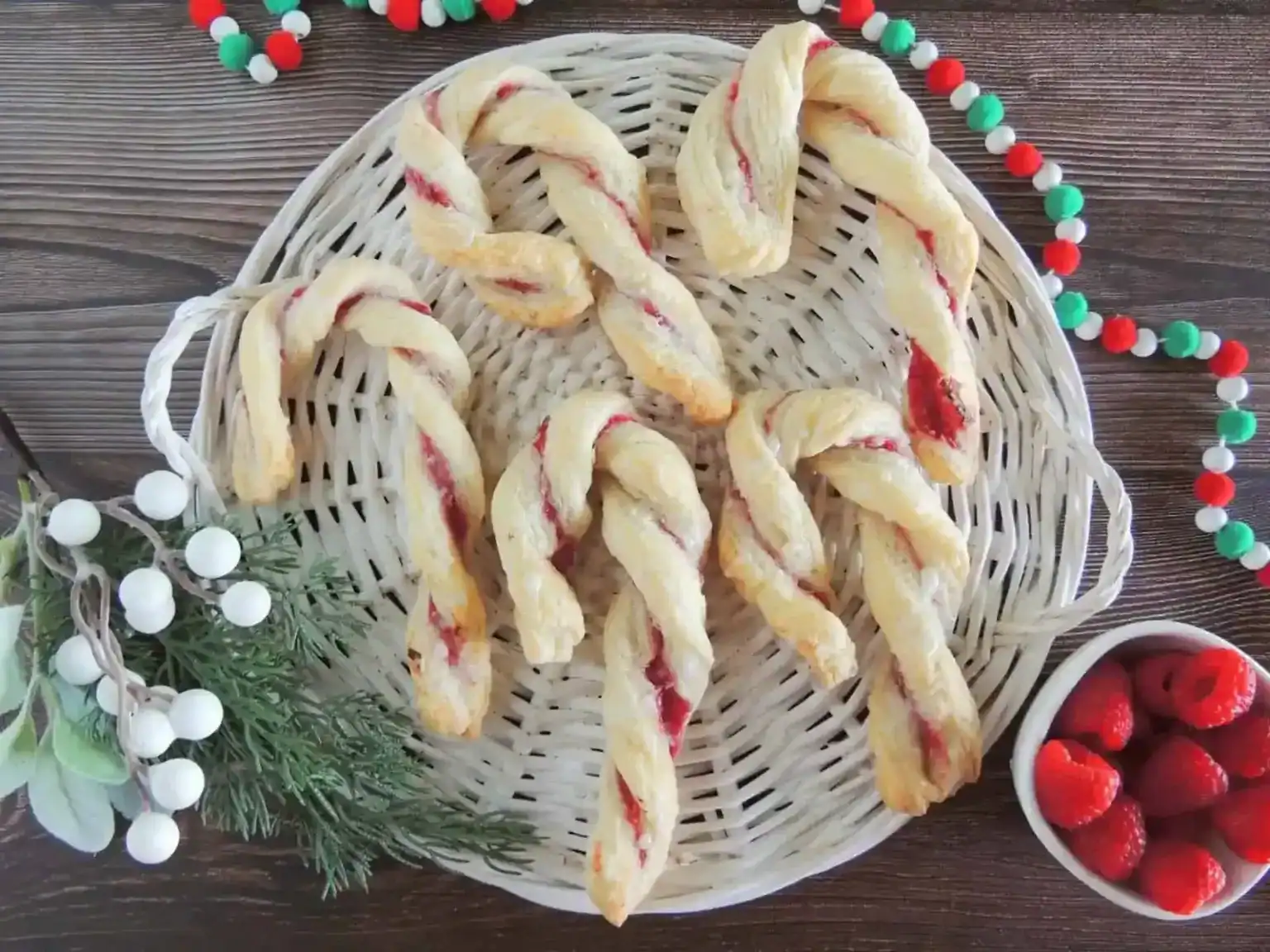 rapsberry puff pastry candy canes