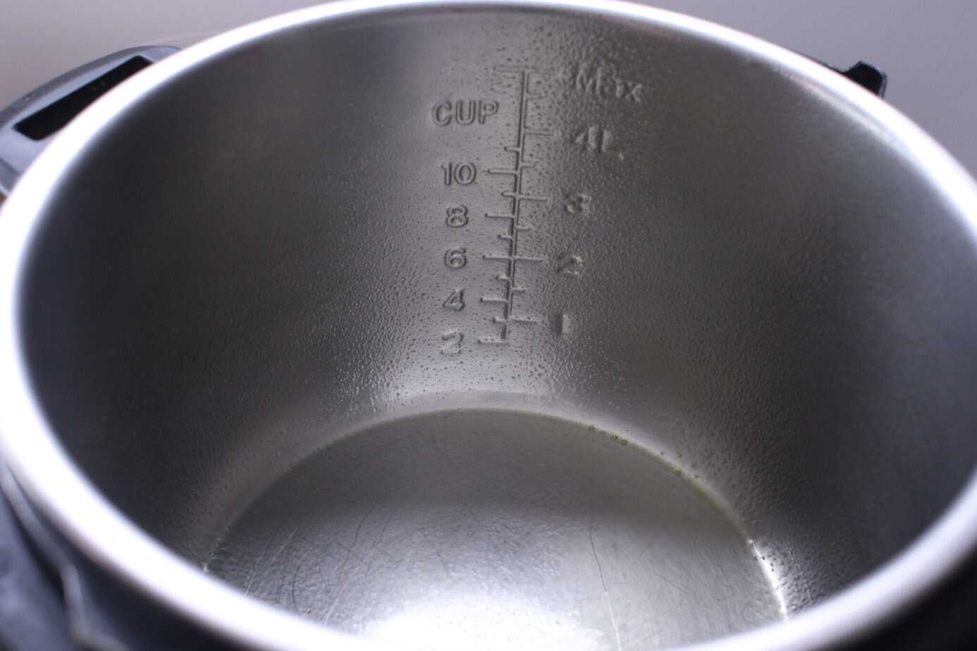 instant pot sprayed with nonstick cooking spray