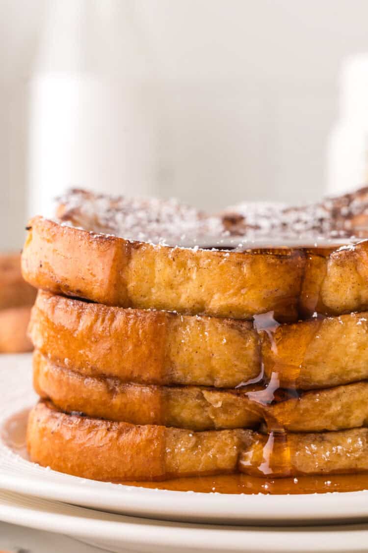 sweet brioche french toast with maple syrup