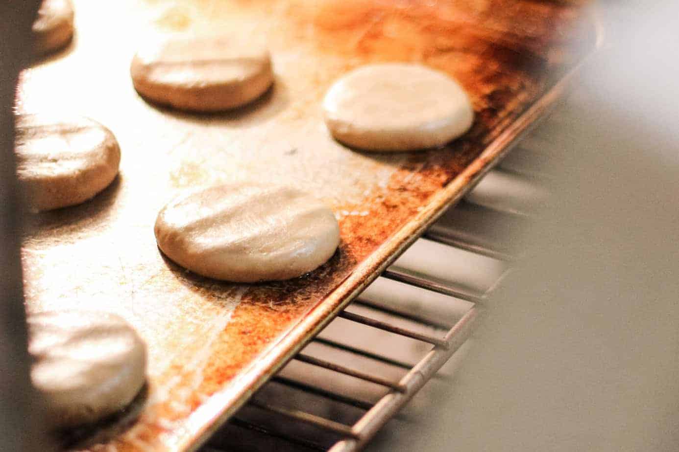 cookies in oven on cookie sheet