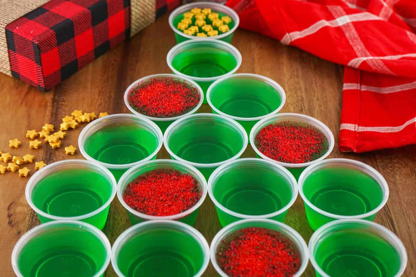 christmas shots in a christmas tree shape