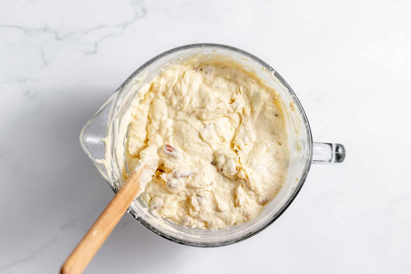 italian cream cake batter in clear bowl