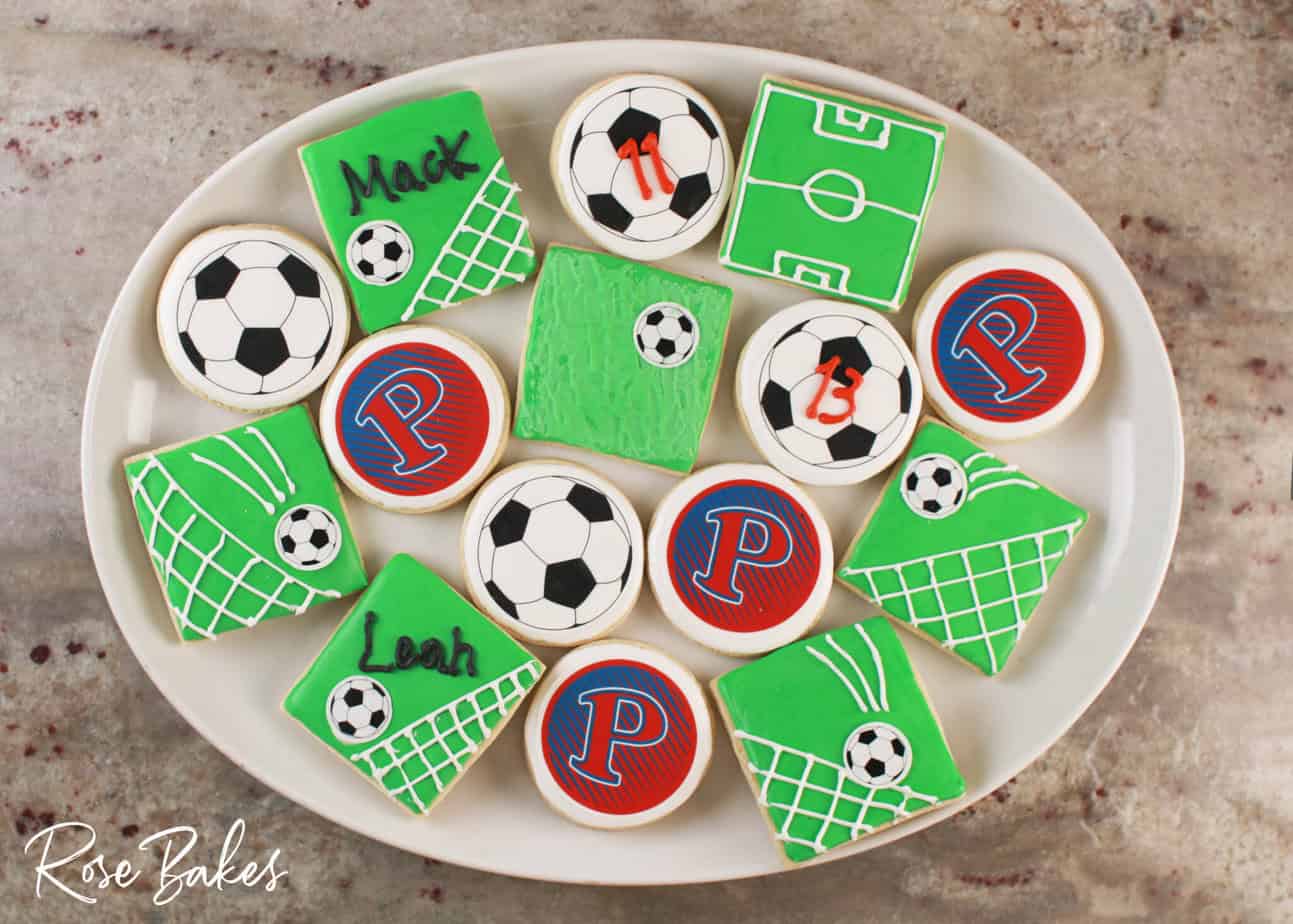 soccer cookies with edible images