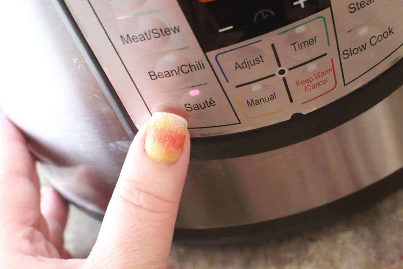 pressing saute button on instant pot