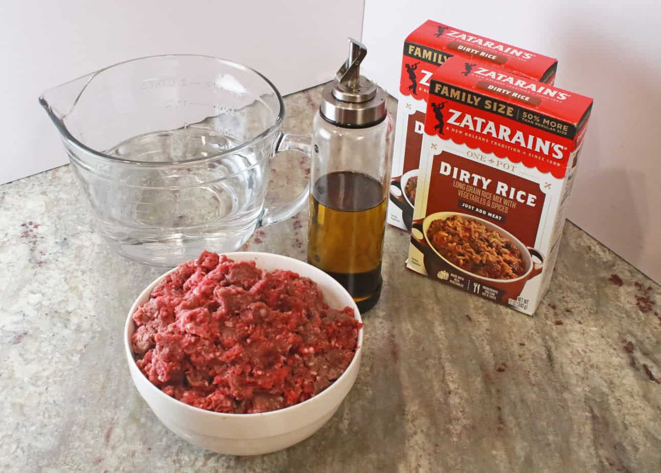 instant pot zatarain's dirty rice ingredients on counter