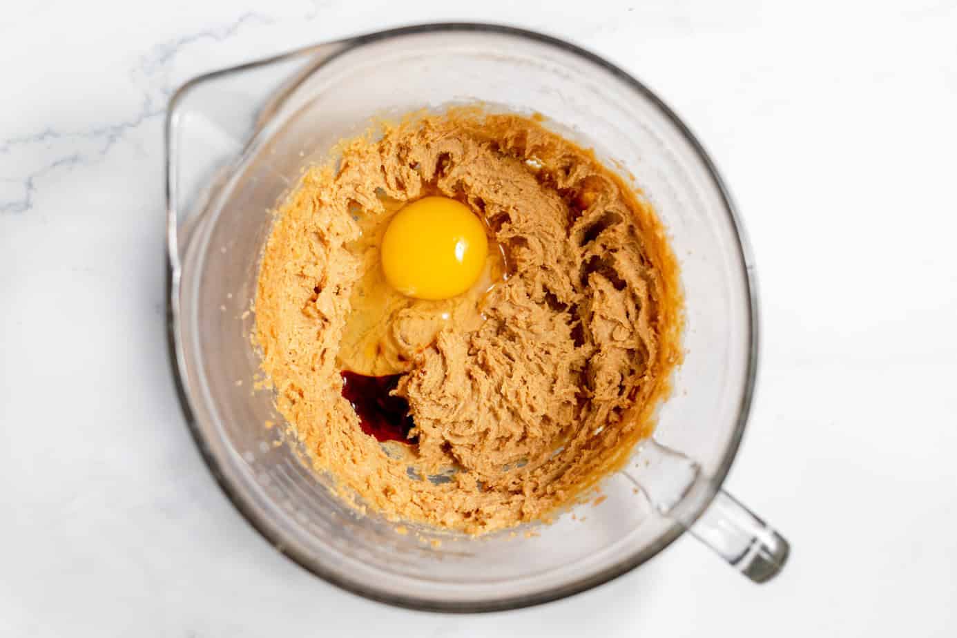 wet ingredients mixed up with an egg