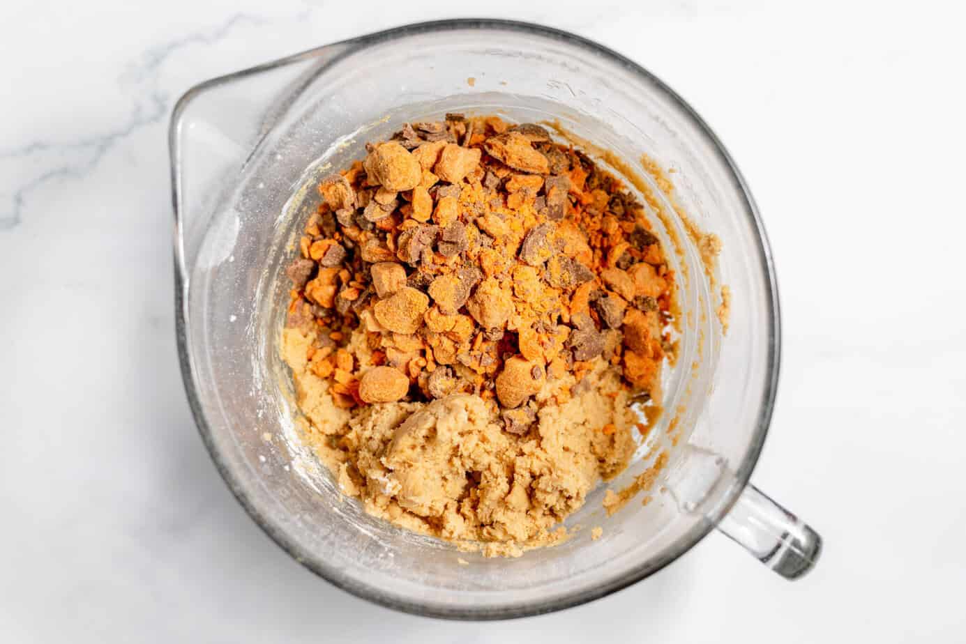 butterfinger bits added to cookie dough