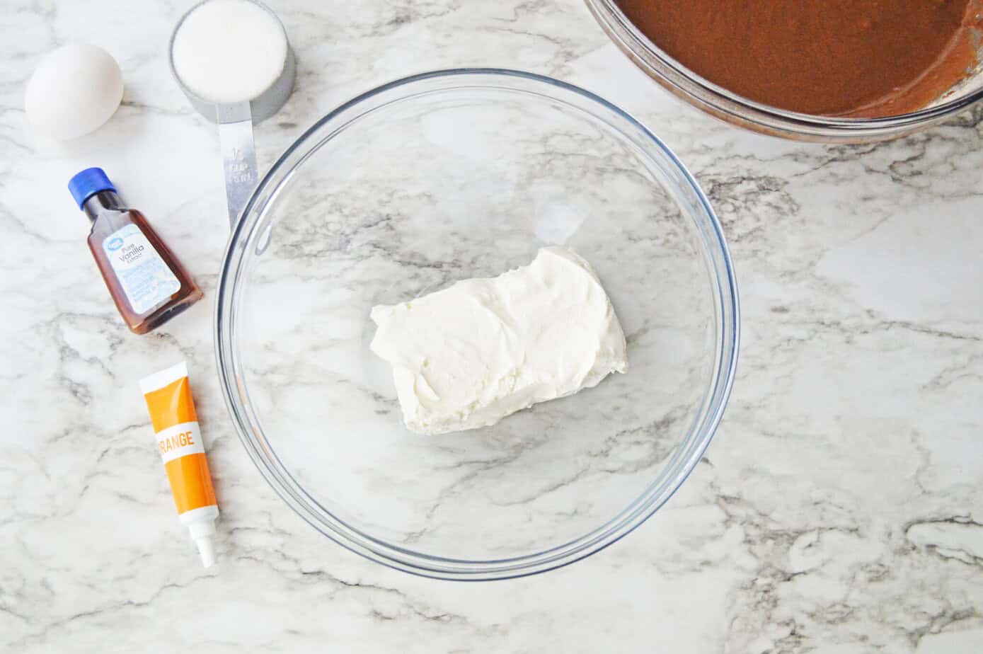 cream cheese in a clear bowl