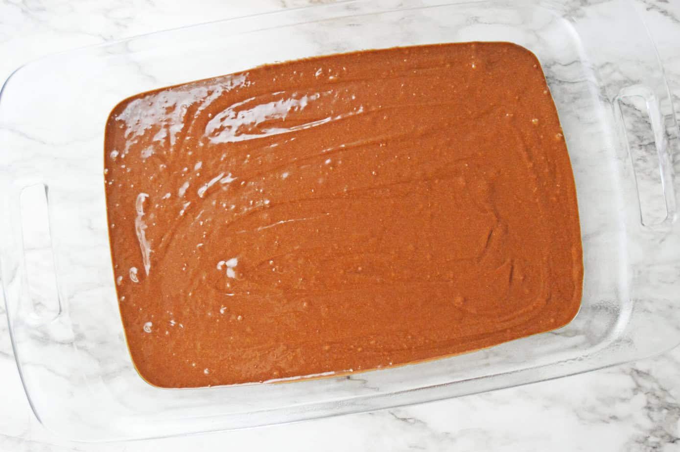 brownie batter in a 9x13 pan