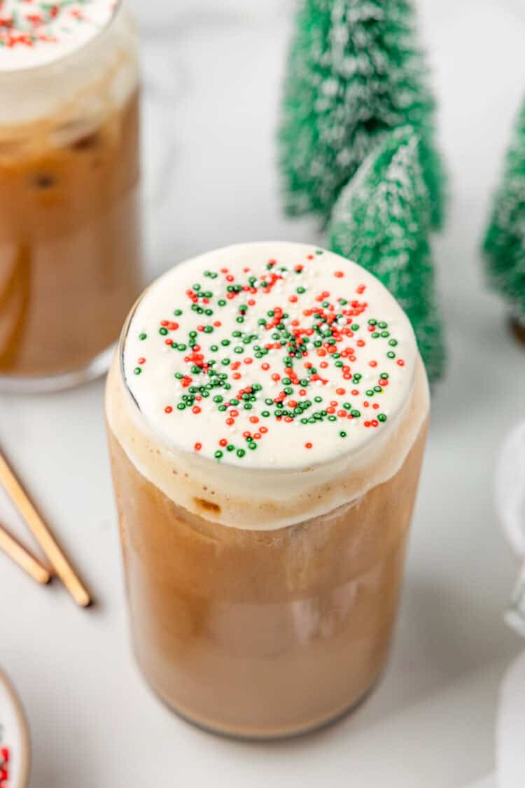 Starbucks Sugar Cookie Latte in a glass jar