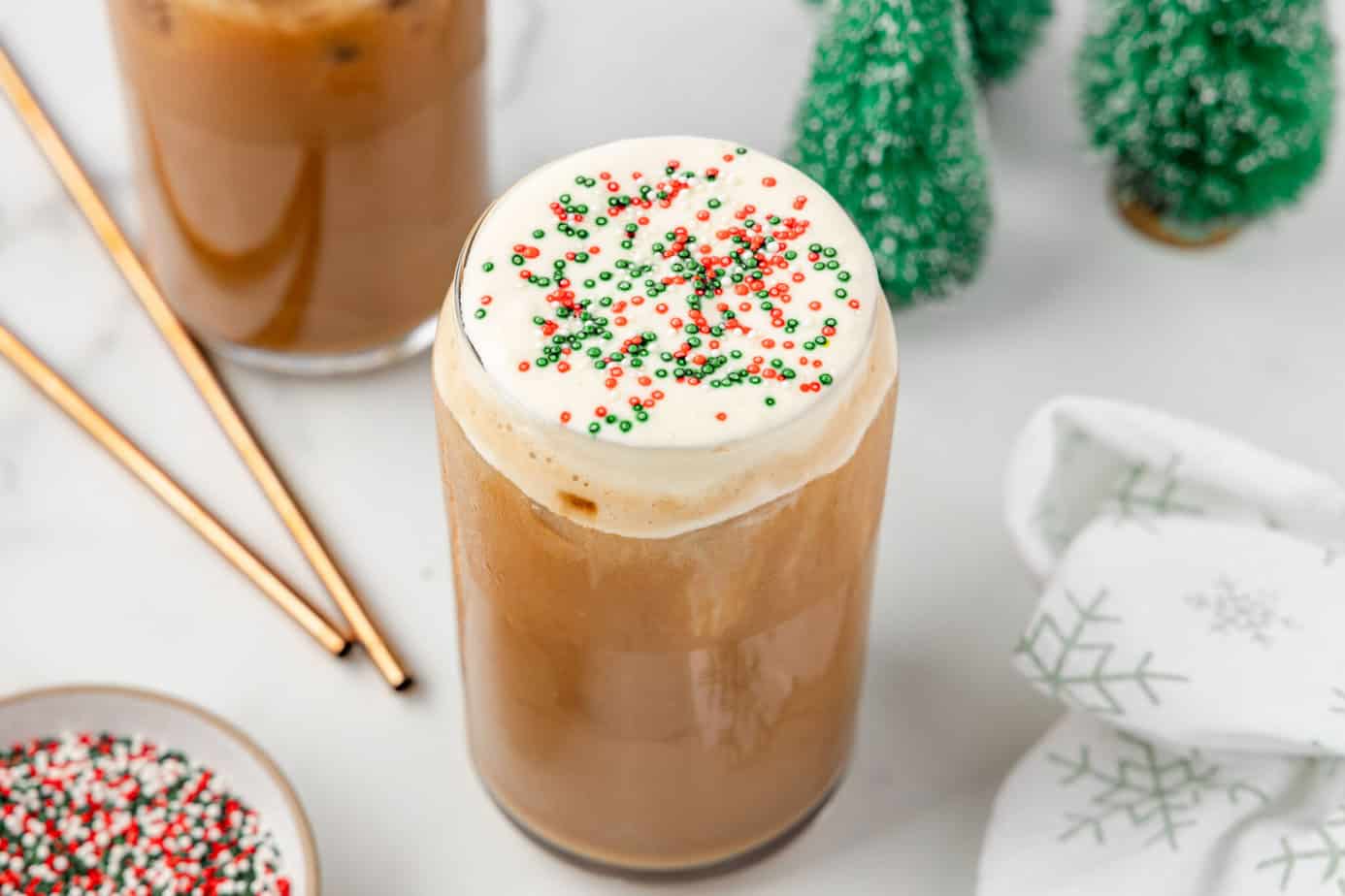 Starbucks Sugar Cookie Latte in a glass jar