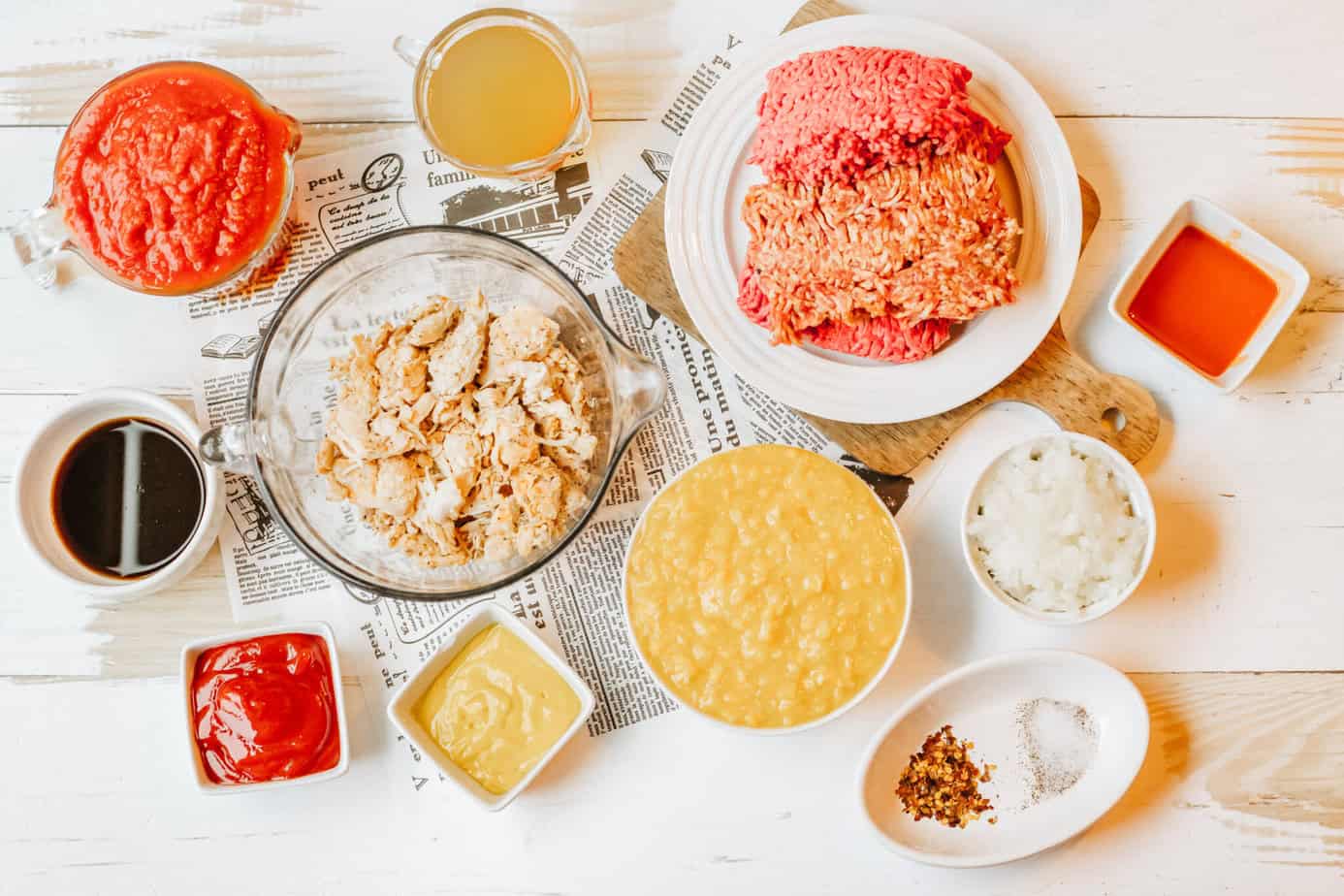 brunswick stew ingredients in bowls