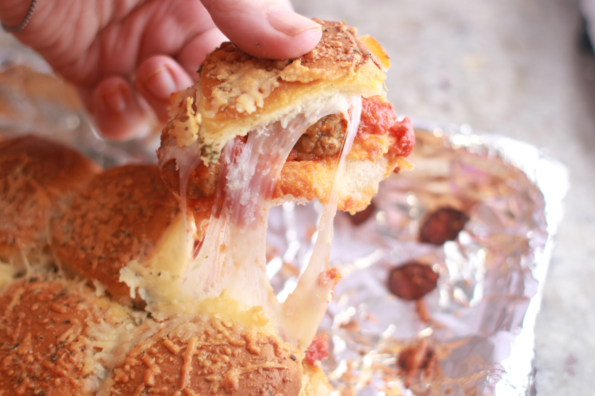 meatball slider in hand