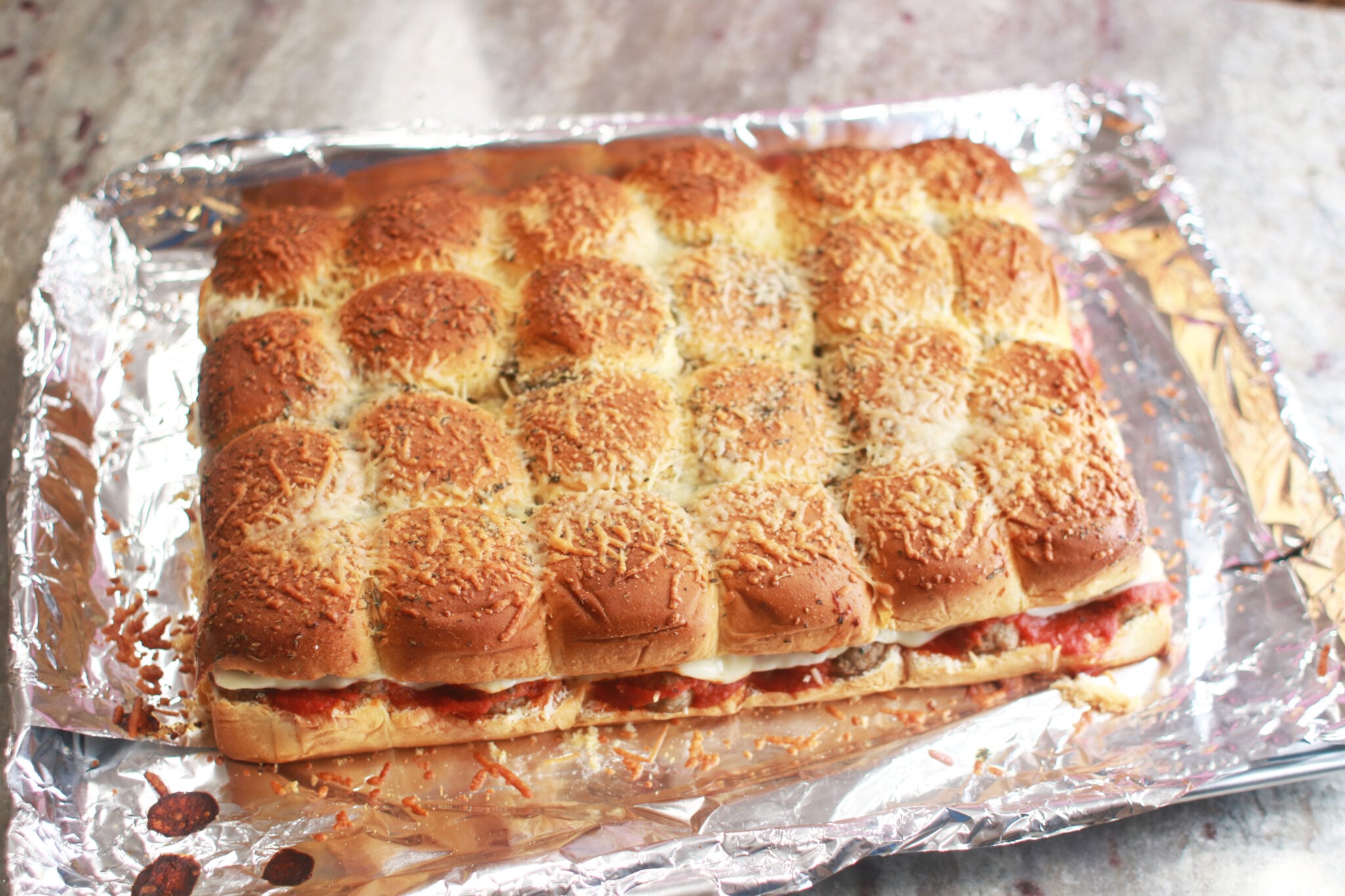 The finished picture of the meatball sliders