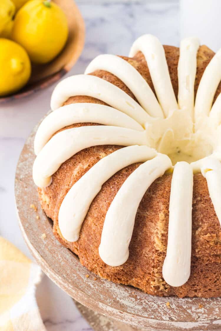lemon bundt cake with cream cheese frosting