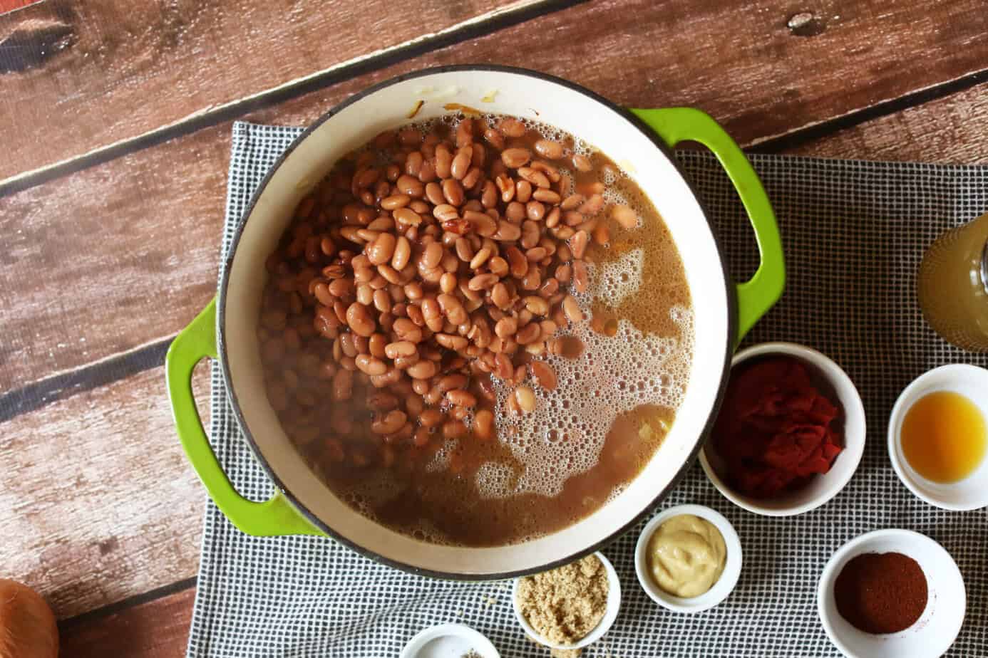 cooked beans in a pot