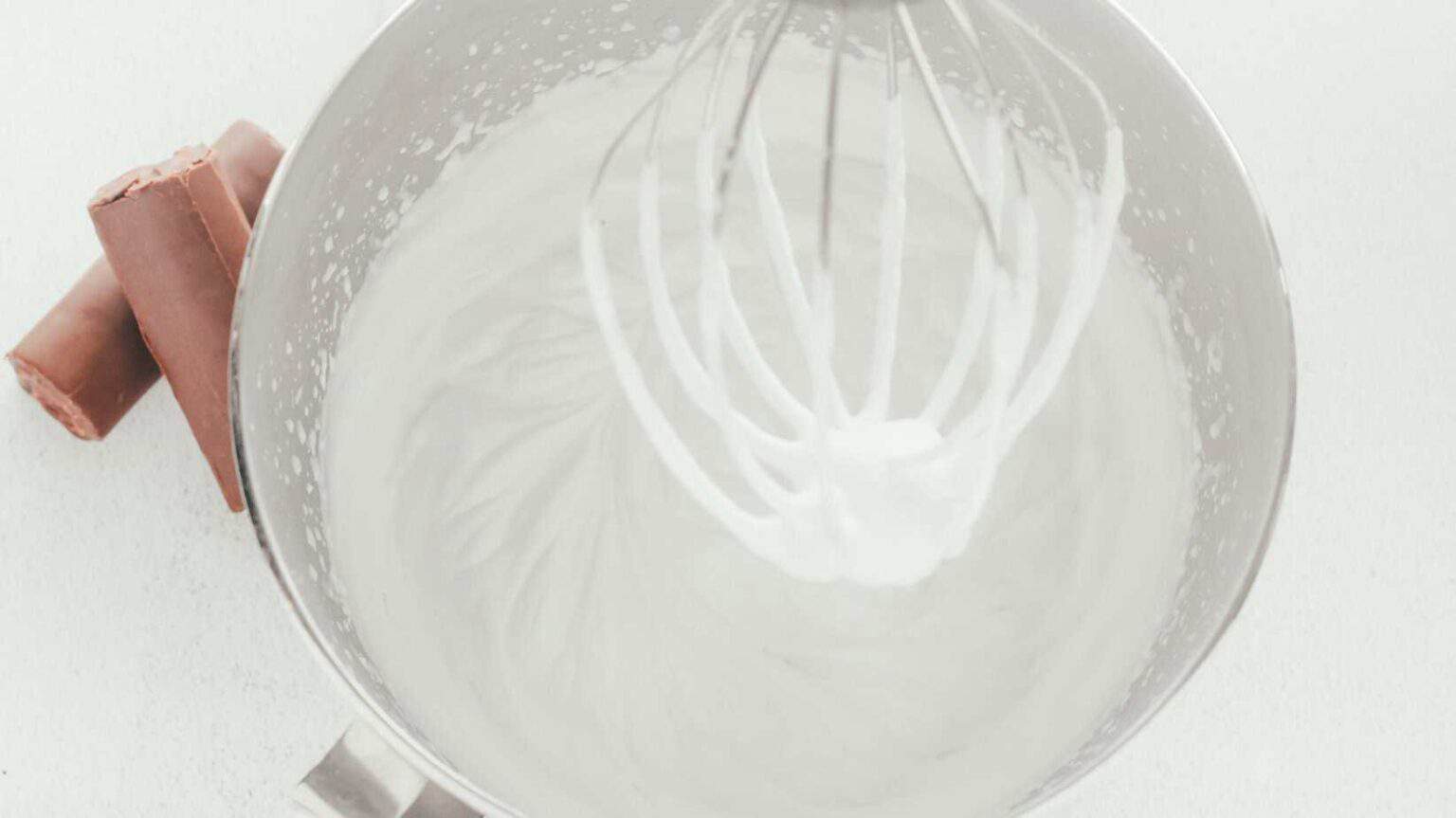 whipped cream in a mixer bowl