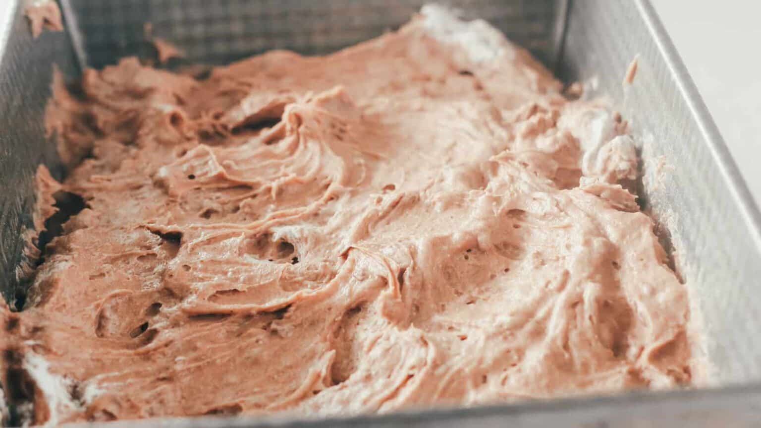 ice cream mix spread in bread pan