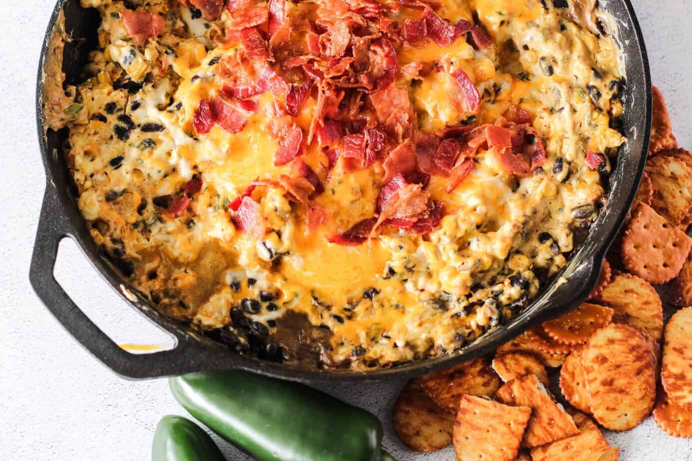 smoked cream cheese dip in a skillet