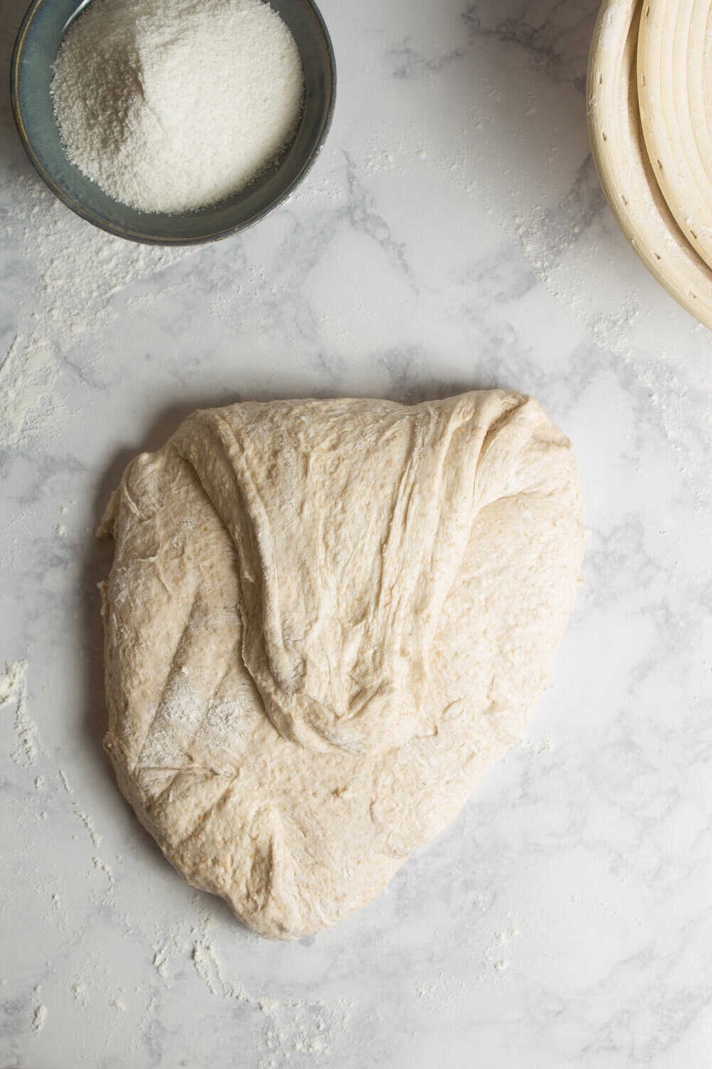 folding sourdough bread