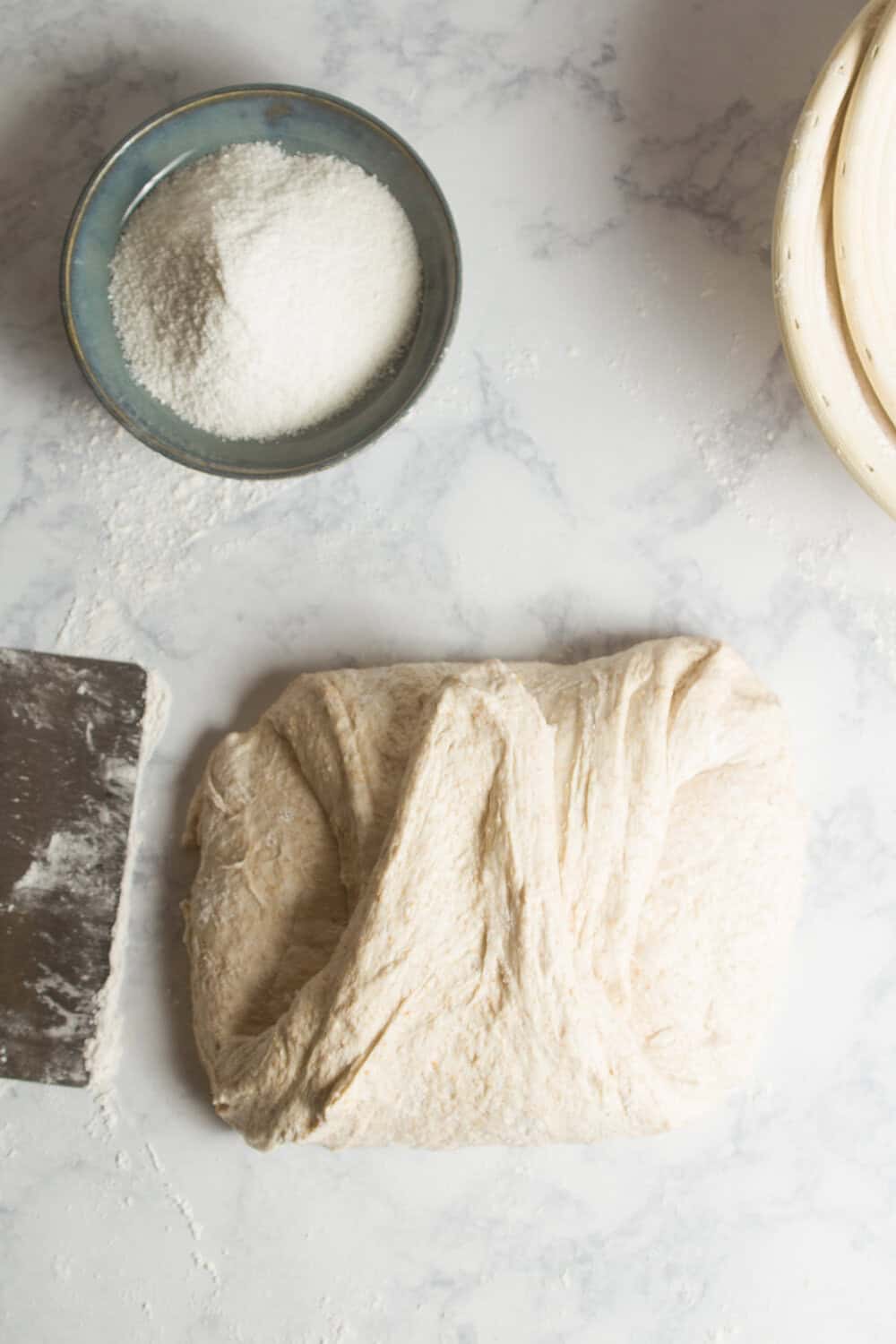 folding sourdough bread