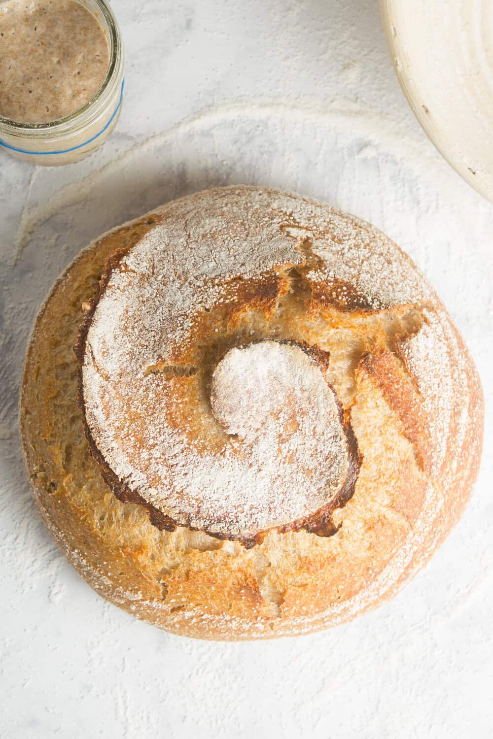loaf of easy rustic sourdough bread