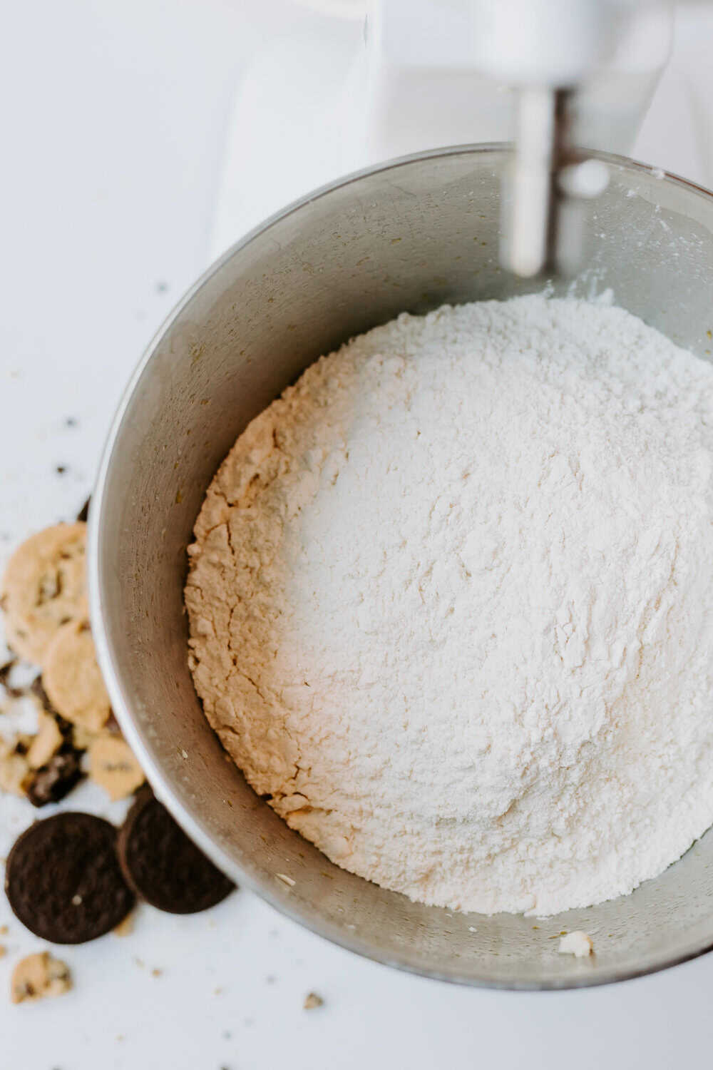 flour, salt, sugar added to yeast mixture