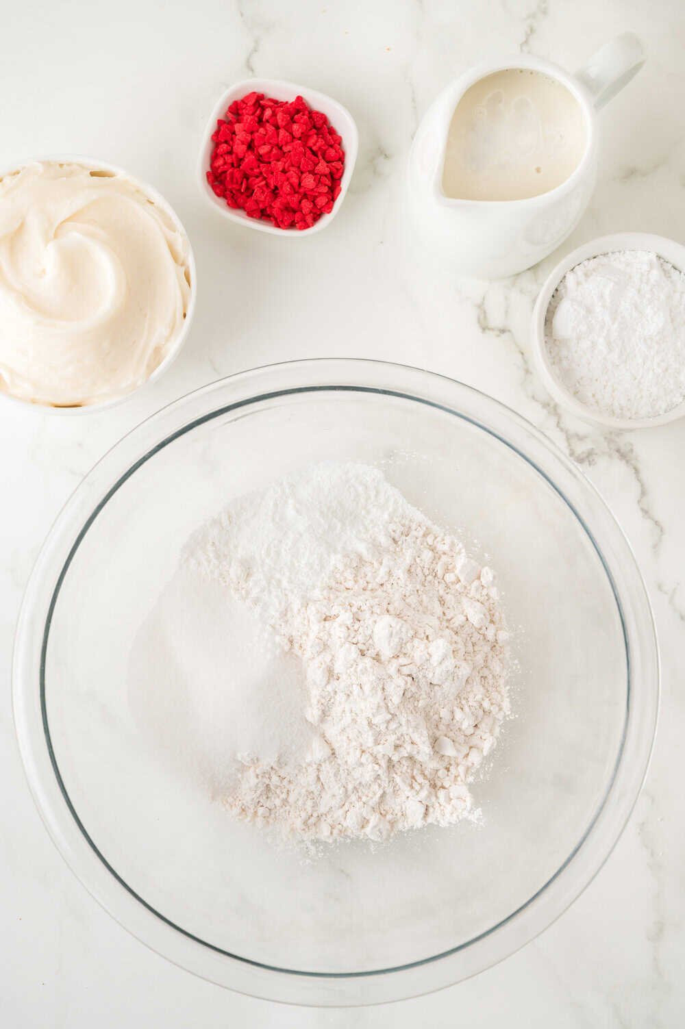dry ingredients in a clear mixing bowl