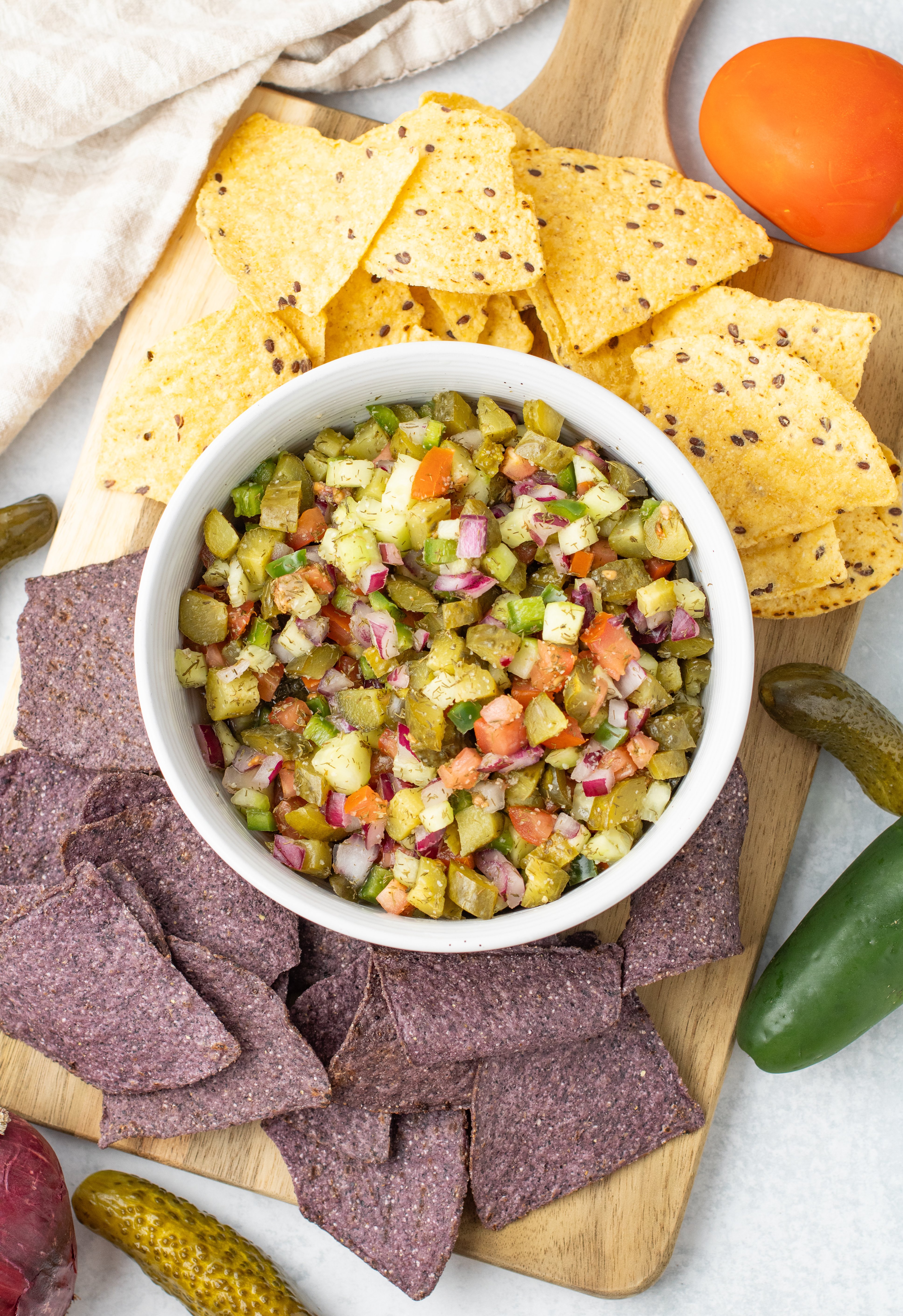 pickle de gallo with tortilla chips